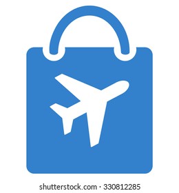 Duty Free Bag vector icon. Style is flat cobalt symbol, rounded angles, white background.
