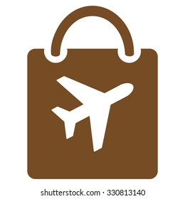 Duty Free Bag vector icon. Style is flat brown symbol, rounded angles, white background.