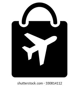 Duty Free Bag vector icon. Style is flat black symbol, rounded angles, white background.