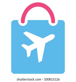 Duty Free Bag vector icon. Style is flat bicolor pink and blue symbol, rounded angles, white background.