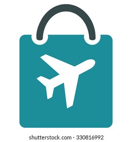 Duty Free Bag vector icon. Style is flat bicolor soft blue symbol, rounded angles, white background.