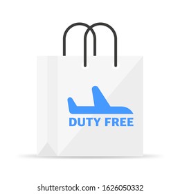 Duty Free bag white Colored. Vector Illustration