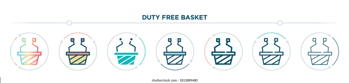 duty free basket icon designed in gradient, filled, two color, thin line and outline style. vector illustration of duty free basket vector icons. can be used for mobile, ui, web
