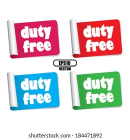 Duty free labels set on white background, vector illustration 