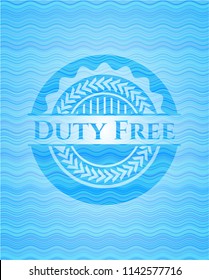 Duty Free light blue water emblem background.