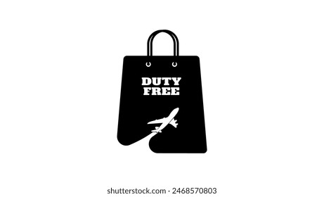 Duty Free Logo, schwarze isolierte Silhouette