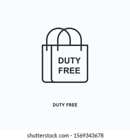Duty free outline icon. Simple linear element illustration. Isolated line Duty free icon on white background. Thin stroke sign can be used for web, mobile and UI.