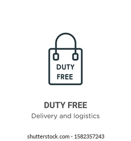 Duty free outline vector icon. Thin line black duty free icon, flat vector simple element illustration from editable delivery and logistics concept isolated on white background