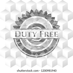 Duty Free realistic grey emblem with cube white background