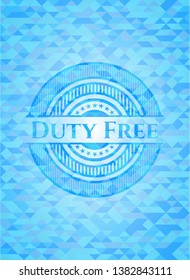 Duty Free realistic light blue emblem. Mosaic background