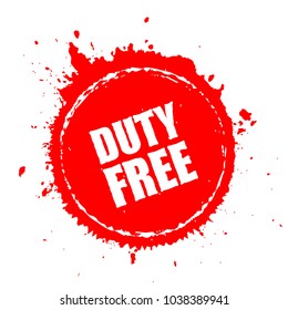 Duty free red spot vector icon illustration isolated on white background