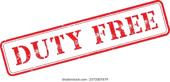 Duty Free Rubber Stamp Vector Illustration with Original Brushes and Red Ink Text