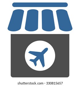 Duty Free Shop vector icon. Style is flat bicolor cobalt and gray symbol, rounded angles, white background.