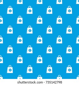 Duty free shopping bag pattern repeat seamless in blue color for any design. Vector geometric illustration