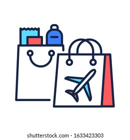 Duty free shopping color line icon. Retail outlets. Goods are exempt from the payment of certain local. Pictogram for web page, mobile app, promo. UI UX GUI design element. Editable stroke.