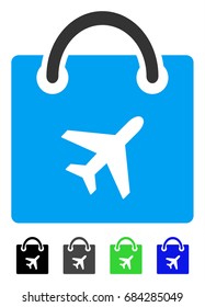 Duty Free Shopping flat vector pictograph. Duty Free Shopping icon with gray, black, blue, green color versions.
