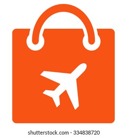 Duty Free Shopping vector icon. Style is flat orange symbol, rounded angles, white background.