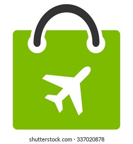 Duty Free Shopping vector icon. Style is flat bicolor eco green and gray symbol, rounded angles, white background.
