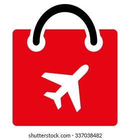 Duty Free Shopping vector icon. Style is flat bicolor intensive red and black symbol, rounded angles, white background.