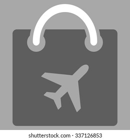 Duty Free Shopping vector icon. Style is flat bicolor dark gray and white symbol, rounded angles, silver background.