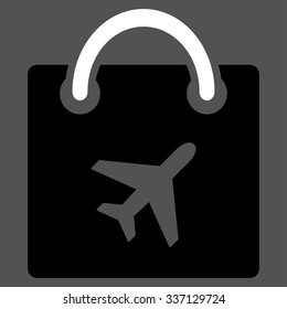 Duty Free Shopping vector icon. Style is flat bicolor black and white symbol, rounded angles, gray background.