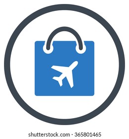Duty Free Shopping vector icon. Style is bicolor flat circled symbol, smooth blue colors, rounded angles, white background.