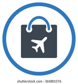 Duty Free Shopping vector icon. Style is bicolor flat circled symbol, smooth blue colors, rounded angles, white background.