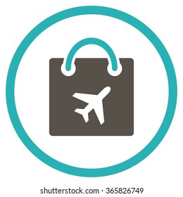 Duty Free Shopping vector icon. Style is bicolor flat circled symbol, grey and cyan colors, rounded angles, white background.