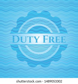Duty Free sky blue water wave badge. Vector Illustration. Detailed.