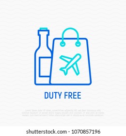 Duty free thin line icon. Modern vector illustration of untaxed shop in airport.