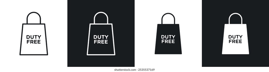 Duty free vector icon set in black and white. EPS 10 illustration