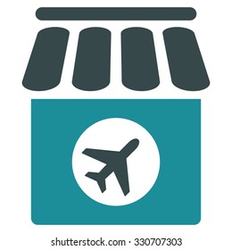 Duty Free vector icon. Style is flat bicolor soft blue symbol, rounded angles, white background.