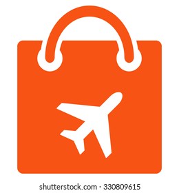 Duty Free vector icon. Style is flat orange symbol, rounded angles, white background.