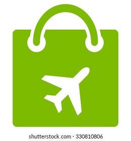 Duty Free vector icon. Style is flat eco green symbol, rounded angles, white background.