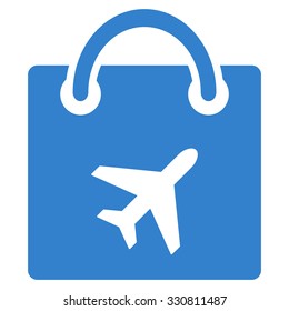 Duty Free vector icon. Style is flat cobalt symbol, rounded angles, white background.