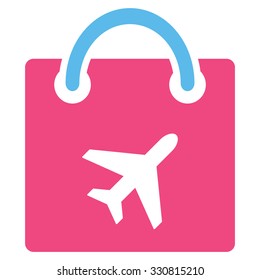 Duty Free vector icon. Style is flat bicolor pink and blue symbol, rounded angles, white background.