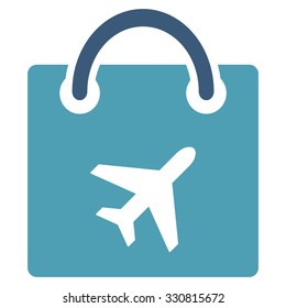 Duty Free vector icon. Style is flat bicolor cyan and blue symbol, rounded angles, white background.