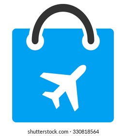 Duty Free vector icon. Style is flat bicolor blue and gray symbol, rounded angles, white background.