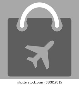 Duty Free vector icon. Style is flat bicolor dark gray and white symbol, rounded angles, silver background.