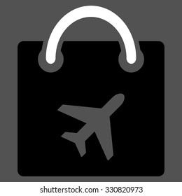 Duty Free vector icon. Style is flat bicolor black and white symbol, rounded angles, gray background.