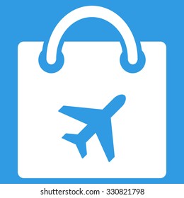 Duty Free vector icon. Style is flat white symbol, rounded angles, blue background.