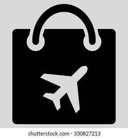 Duty Free vector icon. Style is flat black symbol, rounded angles, light gray background.