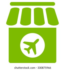 Duty Free vector icon. Style is flat eco green symbol, rounded angles, white background.