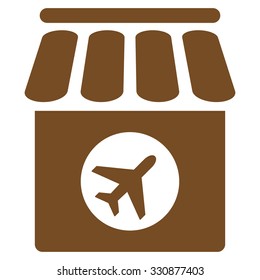 Duty Free vector icon. Style is flat brown symbol, rounded angles, white background.