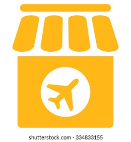 Duty Free vector icon. Style is flat yellow symbol, rounded angles, white background.