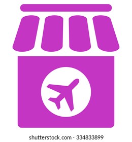 Duty Free vector icon. Style is flat violet symbol, rounded angles, white background.