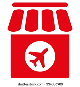 Duty Free vector icon. Style is flat red symbol, rounded angles, white background.