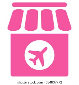 Duty Free vector icon. Style is flat pink symbol, rounded angles, white background.