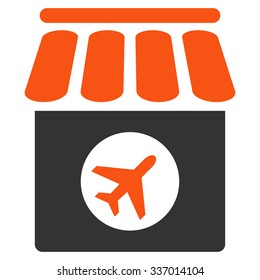 Duty Free vector icon. Style is flat bicolor orange and gray symbol, rounded angles, white background.