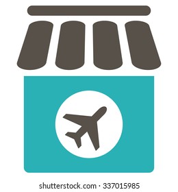 Duty Free vector icon. Style is flat bicolor grey and cyan symbol, rounded angles, white background.
